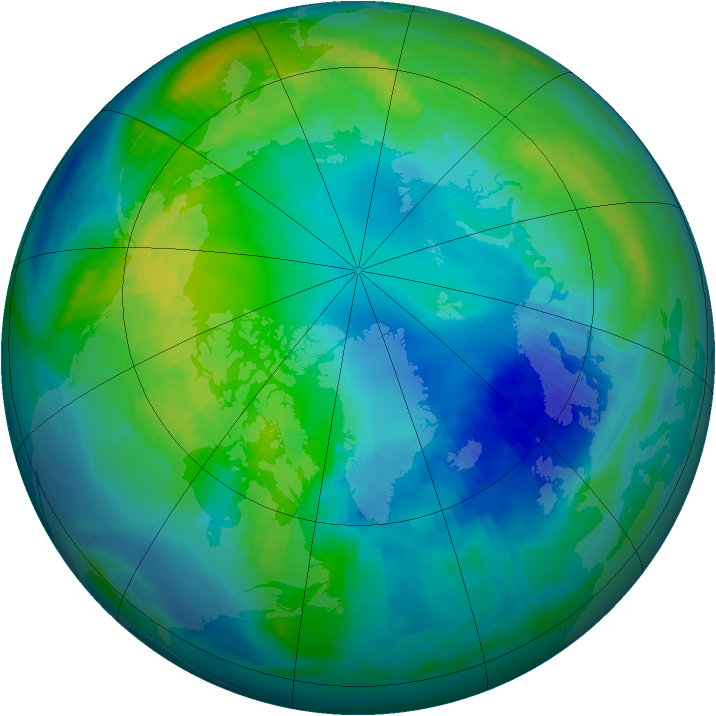 Arctic ozone map for 29 October 1985